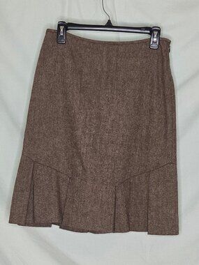 George - brown tweed, knee-length skirt - size 8